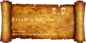 Kilián Dénes névjegykártya
